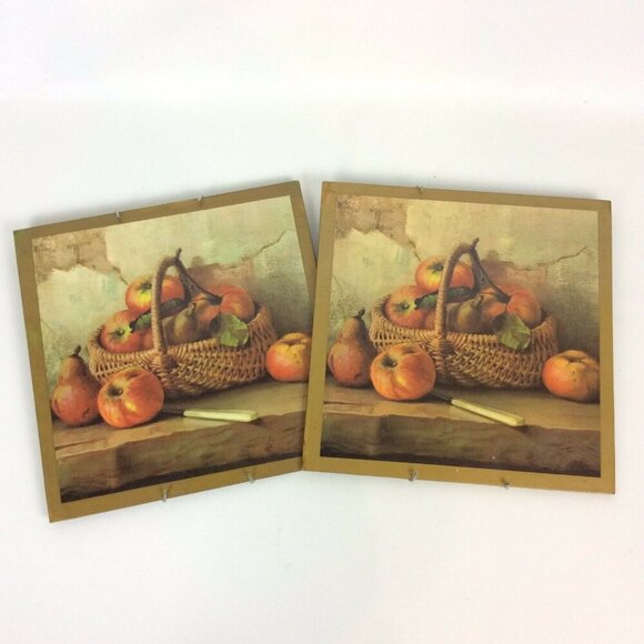 Donald Art Co 8x8 Hot Plate Plaques Trivets Fruit Baskets Still Life Vintage USA - Picture 5 of 12